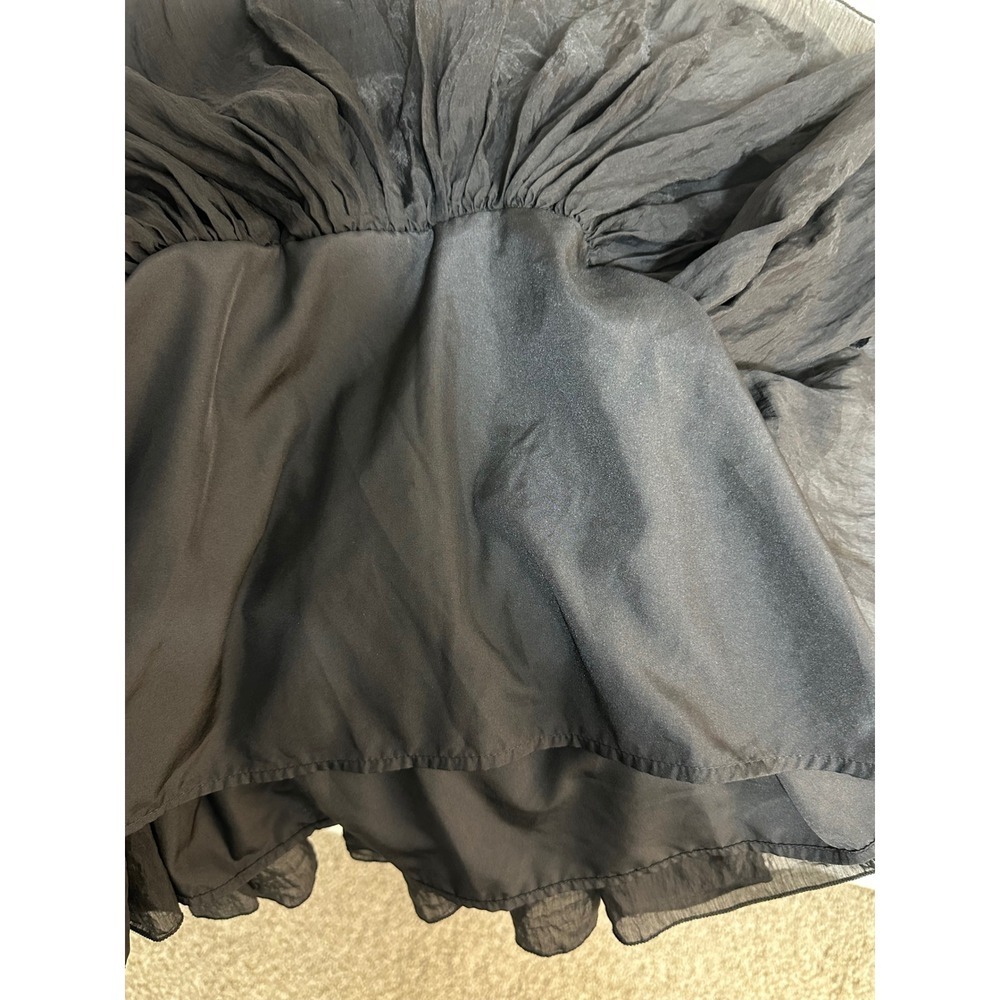 H&M Black Strapless Ruffled Tiered Dress Sweetheart Neckline Party Cocktail - Picture 11 of 14